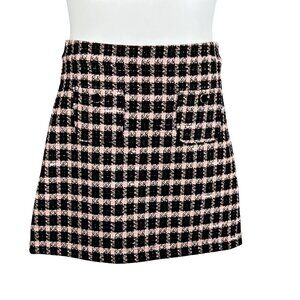 Maison d' Amelie Paris NEW Womens 6 Pink Black Tweed Mini Skirt Clueless Preppy